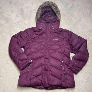 Columbia Omni-Heat 650 Fill Down Jacket Women’s 1X Purple Winter Puffer Ski Coat